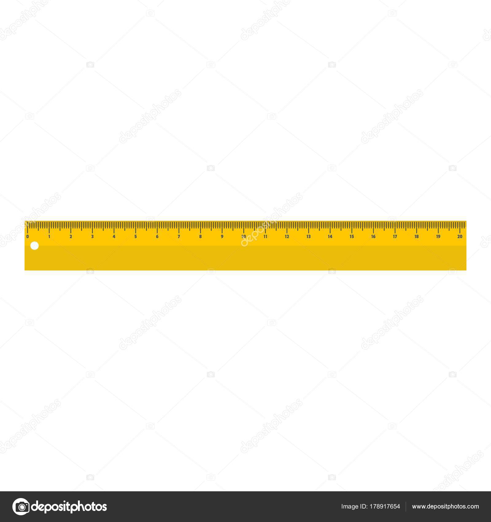 Yellow long ruler icon, flat style. Stock Vector by ©anatolir 178917654